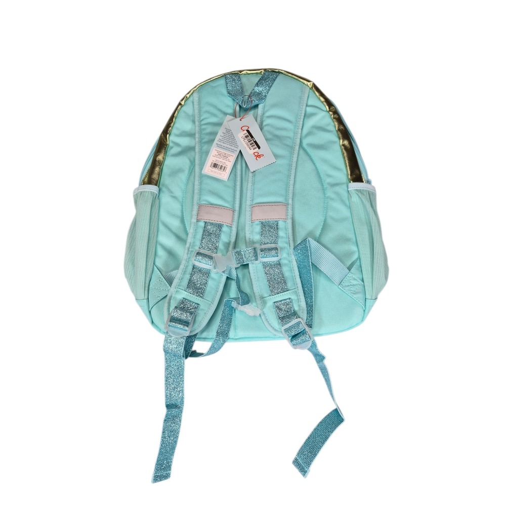 Cat & Jack Girls Sequin Checkerboard Backpack Gold Teal Metallic School Bag NEW - Picture 2 of 7